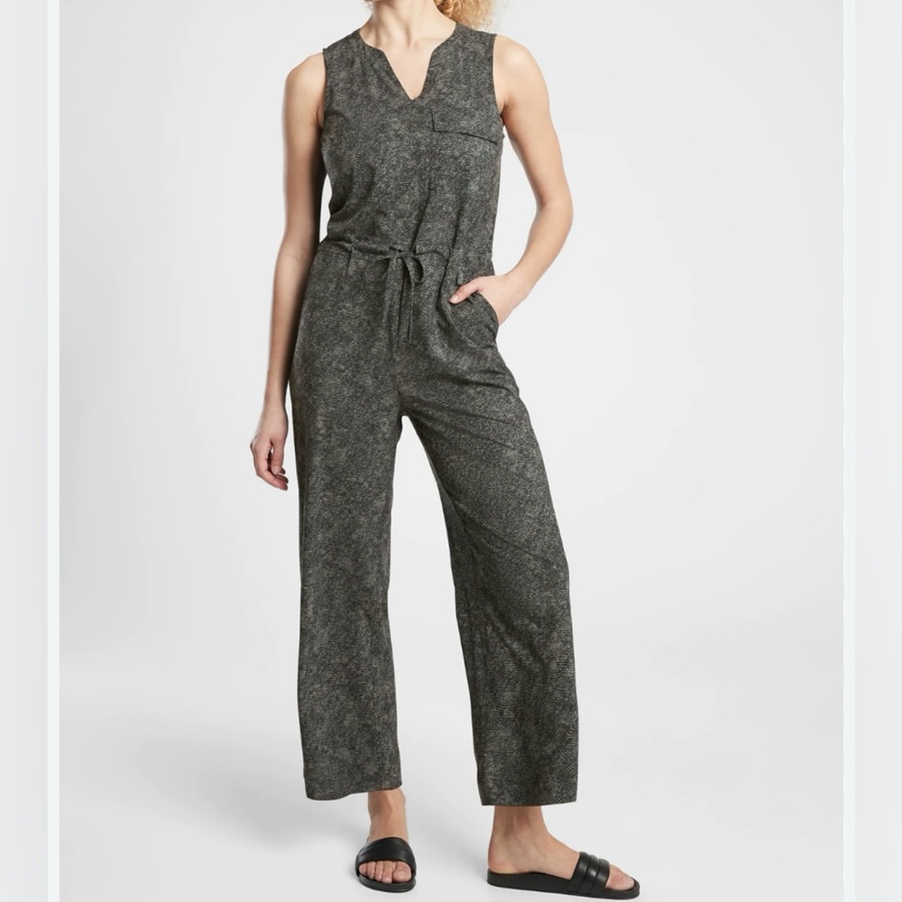 Athleta Topanga Printed Jumpsuit, Viper Black